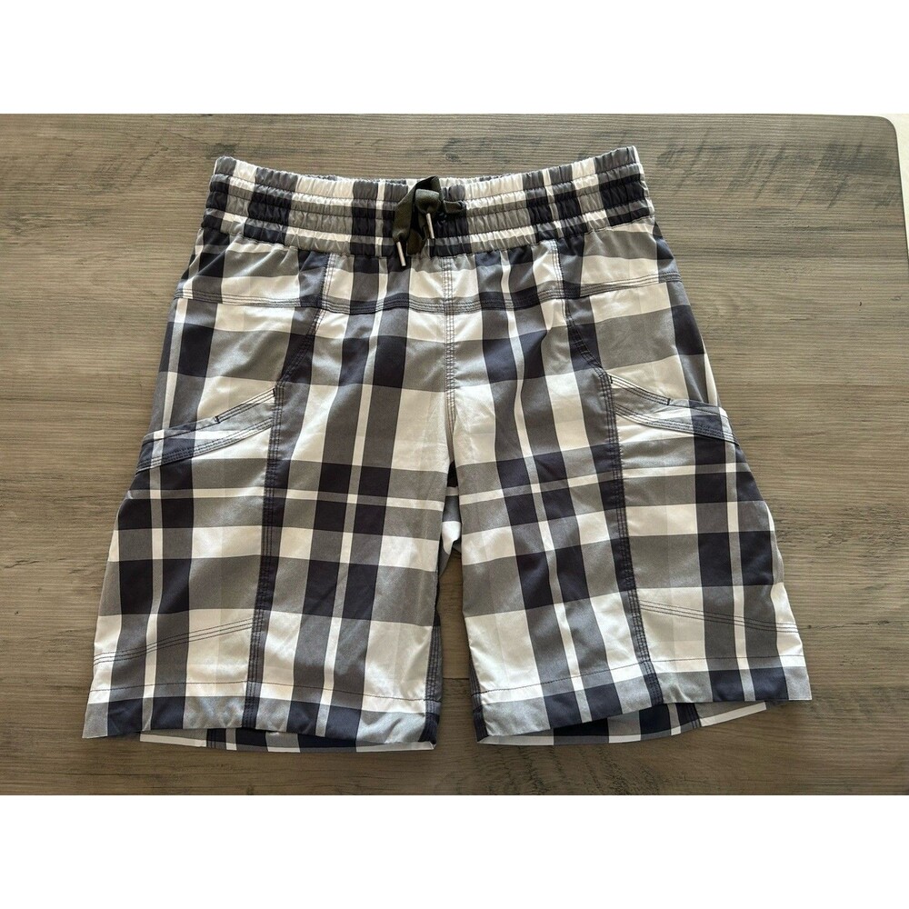 LULULEMON Athletica Drawstring Elastic Waist Checked Womens Shorts SZ 8
